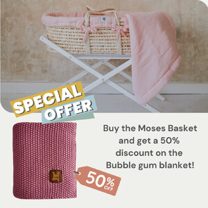 Set: Moses Basket Meeko with mattress+stand+textiles Candy