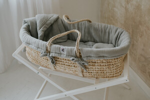 Set: Moses Basket Meeko with mattress+stand+textiles Poppy