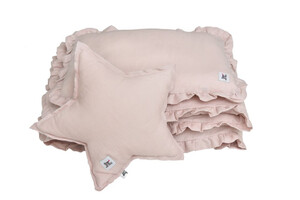 Linen bedding with a flounce dusty pink M with filling