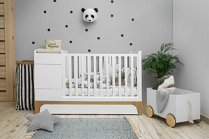 UP! snow 70x120 convertible baby cot – extends to 160 cm with Desk