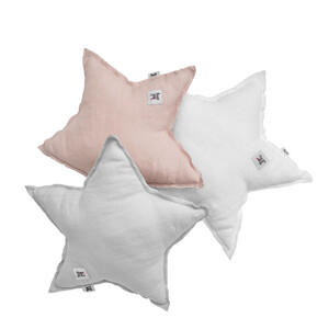 Linen decor pillow star snowy white