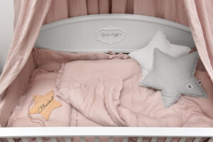 Linien bedding with a flounce dusty pink S with filling