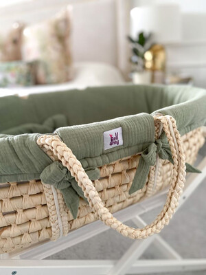 Set: Moses Basket Meeko with mattress+stand+textiles Khaki