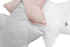 Linen decor pillow star dusty pink