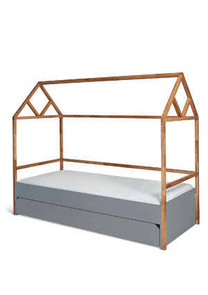 Lotta gray bed house frame 90x200 with drawer