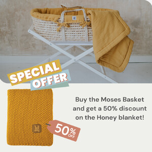 Zestaw: kosz Mojżesza Meeko z materacem + stojak + tekstylia Honey