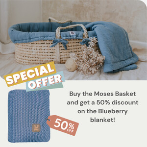 Zestaw: kosz Mojżesza Meeko z materacem + stojak + tekstylia Fine Blue