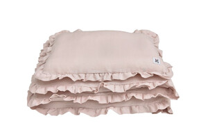 Linien bedding with a flounce dusty pink L with filling